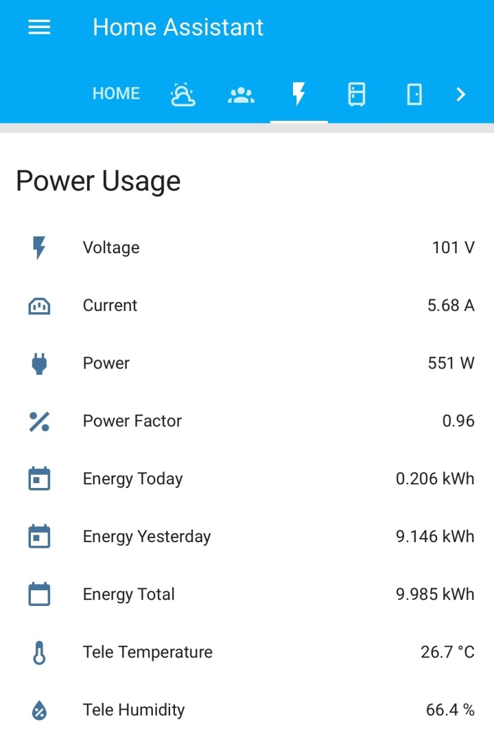 Real time power usage hassio